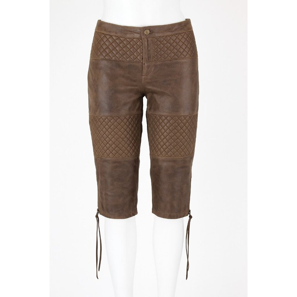 Retrofete Brown Quilted Leather Capris